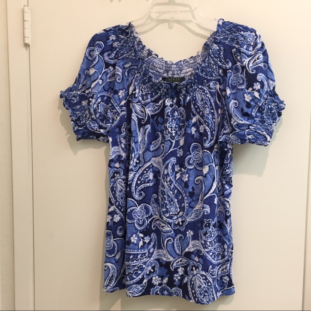 COPY - Ralph Lauren Blue Floral T-Shirt Lg